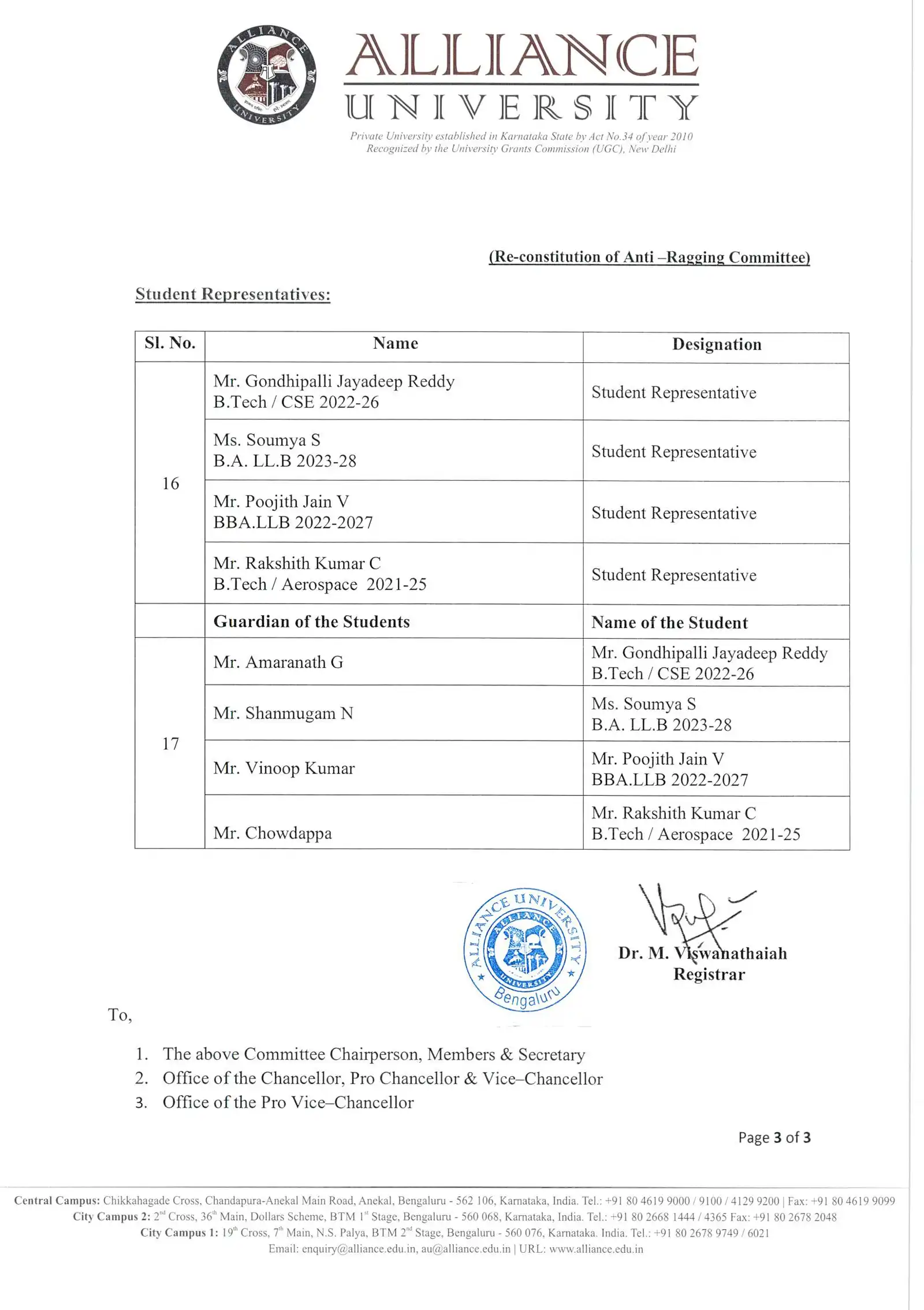 Anti Ragging Committee (ARC) notification page 3