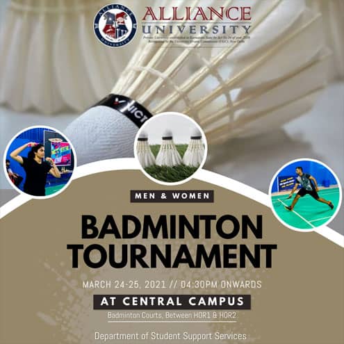 Alliance Badminton Tournament – 25 & 26 March, 2021